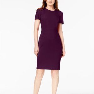 Calvin Klein Plum/Aubergine Tulip-Sleeve Sheath Dress